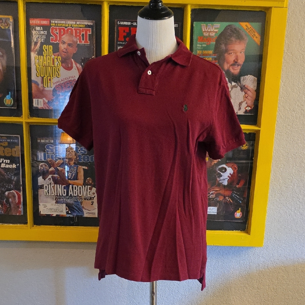 Ralph Lauren Smedium Maroon Polo Shirt Timeless Elegance